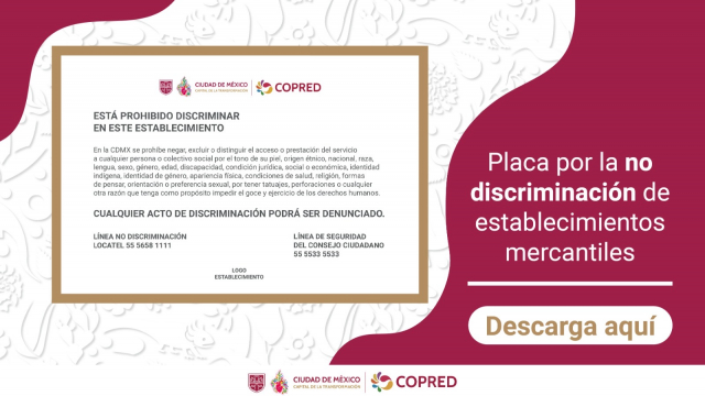 Placa por la no discriminación